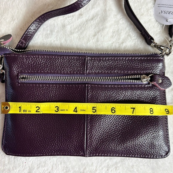 Befen Dark Plum Leather Adjustable Strap Crossbody Bag - Picture 6 of 9